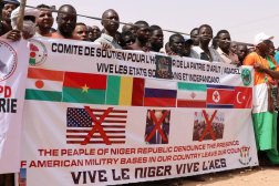 Nigeriens gather to protest against the US military presence, in Agadez, Niger, April 21, 2024 (Reuters)